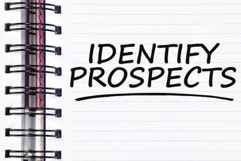 Identify prospects words on spring note book Foto stock
