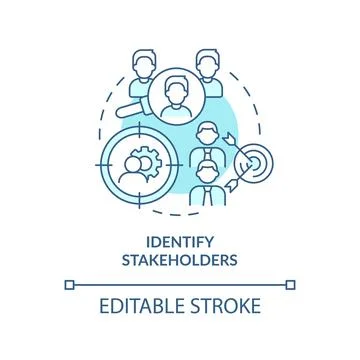 Identify stakeholders turquoise concept icon Stock Illustration