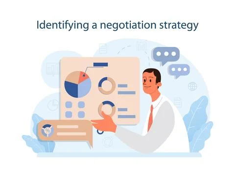 Identify a strategy to conduct difficult negotiation. Business characters Stock Illustration