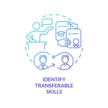 Identify transferable skills blue gradient concept icon Stock Illustration