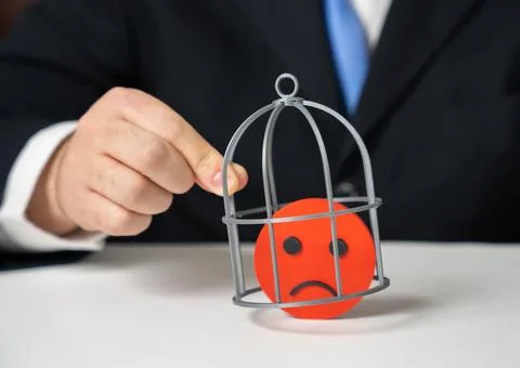Identify triggers and causes of bad mood. Stop demoralization. Stress manag.. Stock Photos