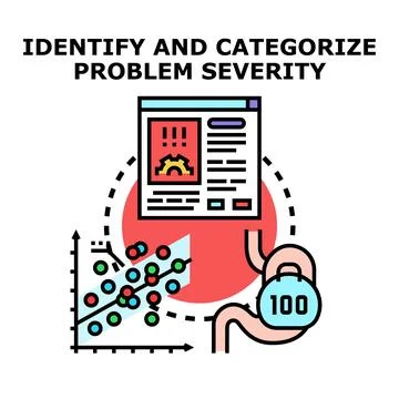 Identifying and categorizing problem severity for business analysis Illustrazione stock