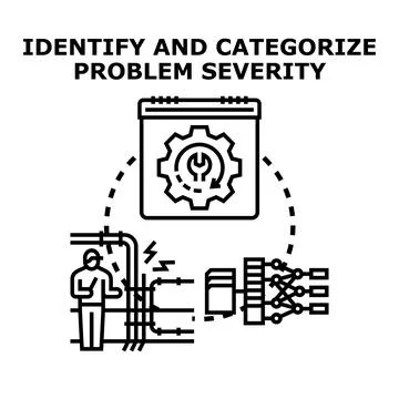 Identifying and categorizing problem severity icon concept 스톡 일러스트