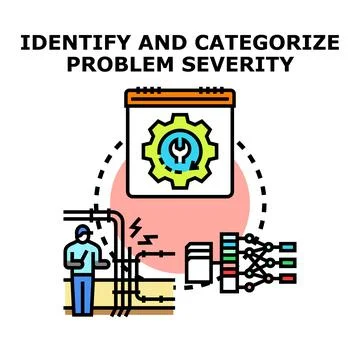 Identifying and categorizing problem severity icon concept Stock Illustration