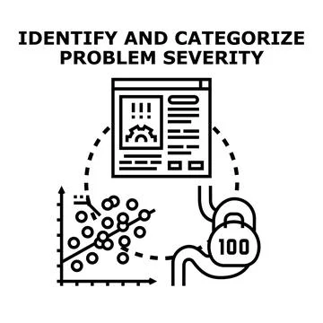 Identifying and categorizing problem severity for business analysis Stock Illustration