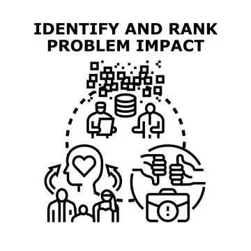 Identifying and ranking business problem impact concept Stockillustratie