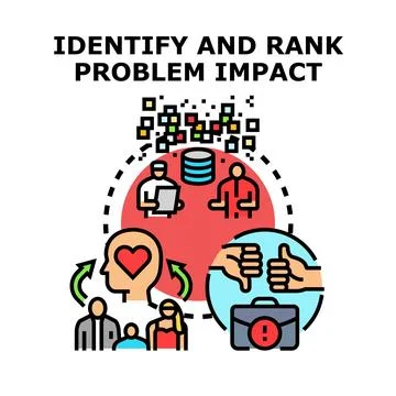 Identifying and ranking business problem impact concept Stock Illustration