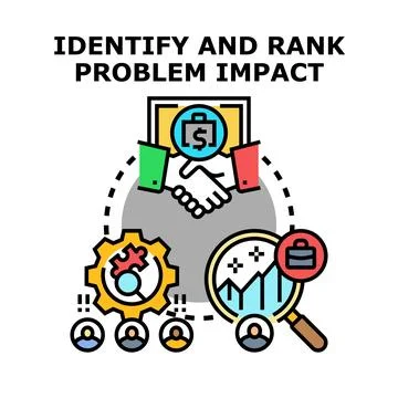 Identifying and ranking problem impact for business analysis Stock Illustration