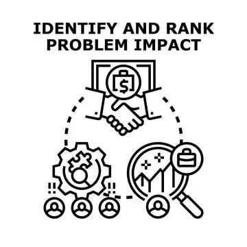 Identifying and ranking problem impact for business analysis Stock Illustration