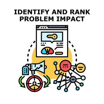 Identifying and ranking problem impact and solution strategy 스톡 일러스트
