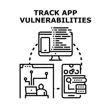 Identifying and tracking application vulnerabilities for cybersecurity Illustrazione stock