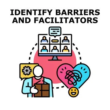 Identifying barriers and facilitators for problem solving and growth イラスト素材