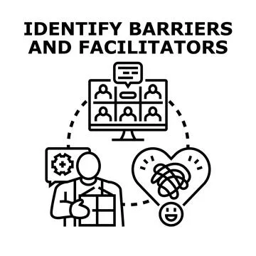 Identifying barriers and facilitators for problem solving and growth Stock Illustration