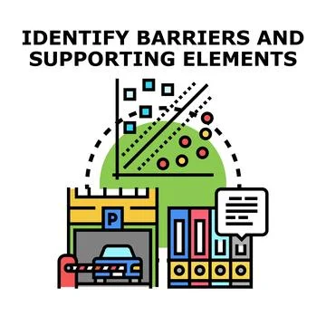 Identifying barriers and supporting elements in business process イラスト素材