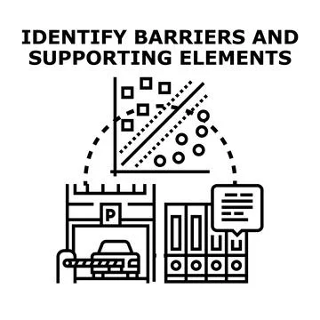 Identifying barriers and supporting elements in business process 스톡 일러스트