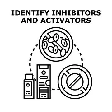 Identifying biologic inhibitors and activators in research Stock Illustration