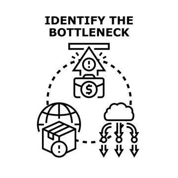 Identifying bottleneck problem in business process improvement Stock Illustration