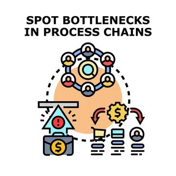 Identifying bottlenecks in business process chain management Stock Illustration