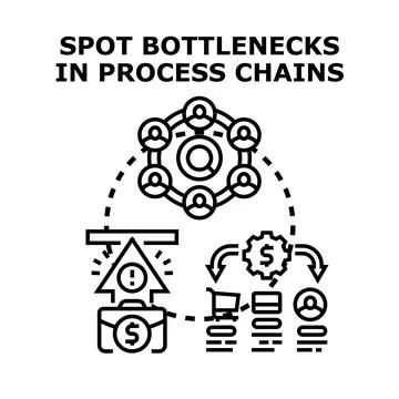 Identifying bottlenecks in business process chain management Stock Illustration