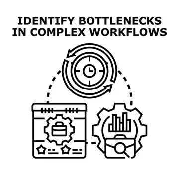 Identifying bottlenecks in complex business workflow management Stock Illustration