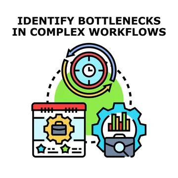 Identifying bottlenecks in complex business workflow management Stock Illustration