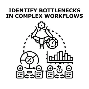 Identifying bottlenecks in complex workflows with analytics Stock Illustration