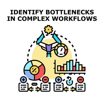 Identifying bottlenecks in complex workflows with analytics Stock Illustration
