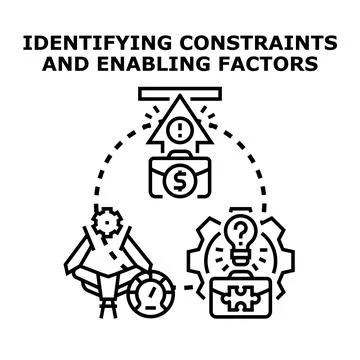 Identifying business constraints and enabling factors concept イラスト素材