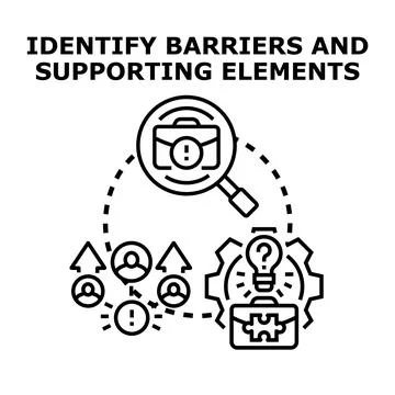 Identifying business problem barriers and supporting elements イラスト素材