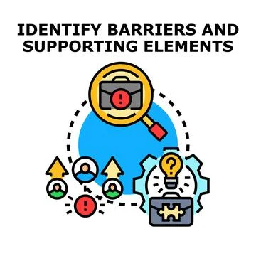 Identifying business problem barriers and supporting elements Stock-Illustration