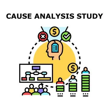 Identifying business problem causes and solutions process Stock Illustration