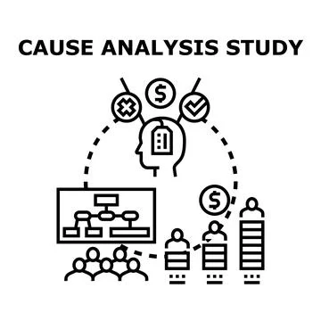 Identifying business problem causes and solutions process Stock Illustration