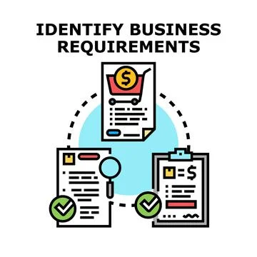 Identifying business requirements process and planning project Stockillustratie