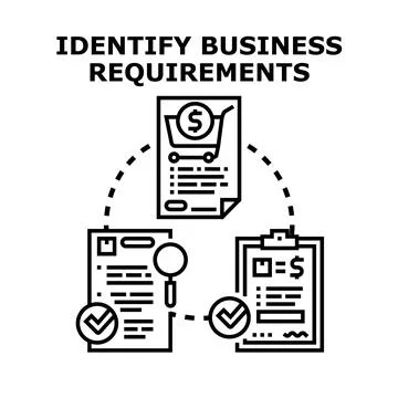 Identifying business requirements process and planning project 스톡 일러스트