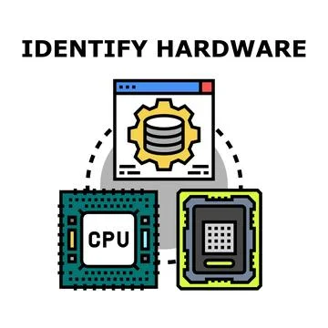 Identifying computer hardware components and system configuration Stock Illustration