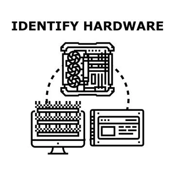 Identifying computer hardware components system diagnostics concept 스톡 일러스트