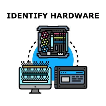 Identifying computer hardware components system diagnostics concept イラスト素材