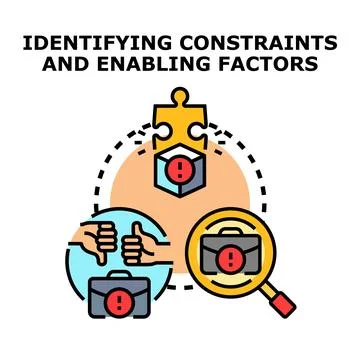 Identifying constraints and enabling factors concept 스톡 일러스트
