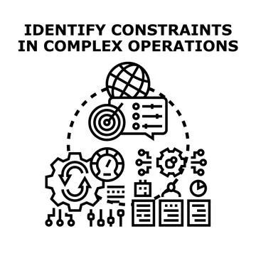 Identifying constraints in complex operations process Stock Illustration