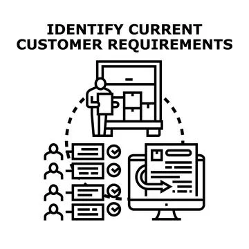 Identifying current customer requirements for business success Illustrazione stock