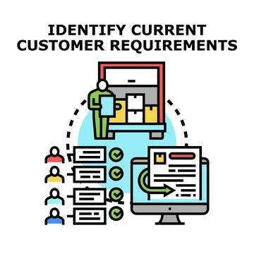 Identifying current customer requirements for business success Illustrazione stock