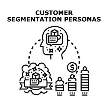 Identifying customer segmentation personas for business marketing Stock Illustration