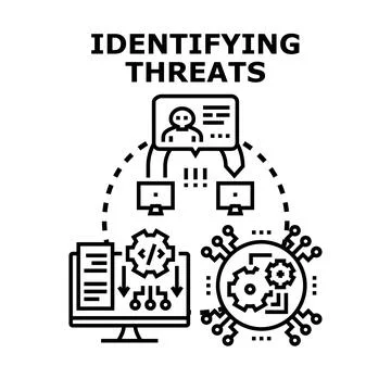 Identifying cyber threats and data security risks 库存插图