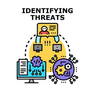 Identifying cyber threats and data security risks Stock Illustration