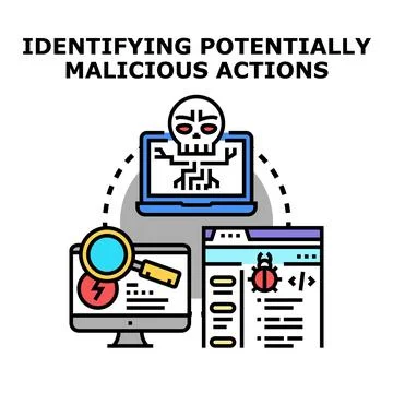 Identifying cyber threats and malicious computer actions Stock-Illustration