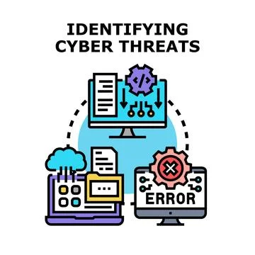 Identifying cyber threats vector concept illustration diagram Stock Illustration