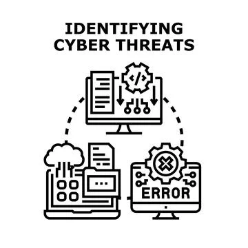 Identifying cyber threats vector concept illustration diagram Stock Illustration