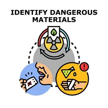 Identifying dangerous materials and hazard awareness icon concept Stock Illustration