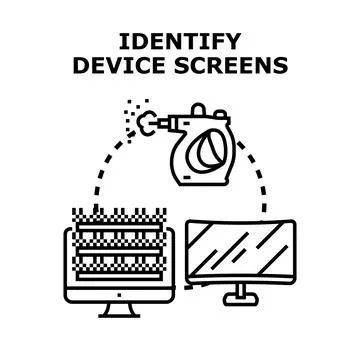 Identifying device screens pixels cleaning and inspecting concept Ilustração Stock