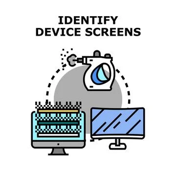 Identifying device screens pixels cleaning and inspecting concept Illustration